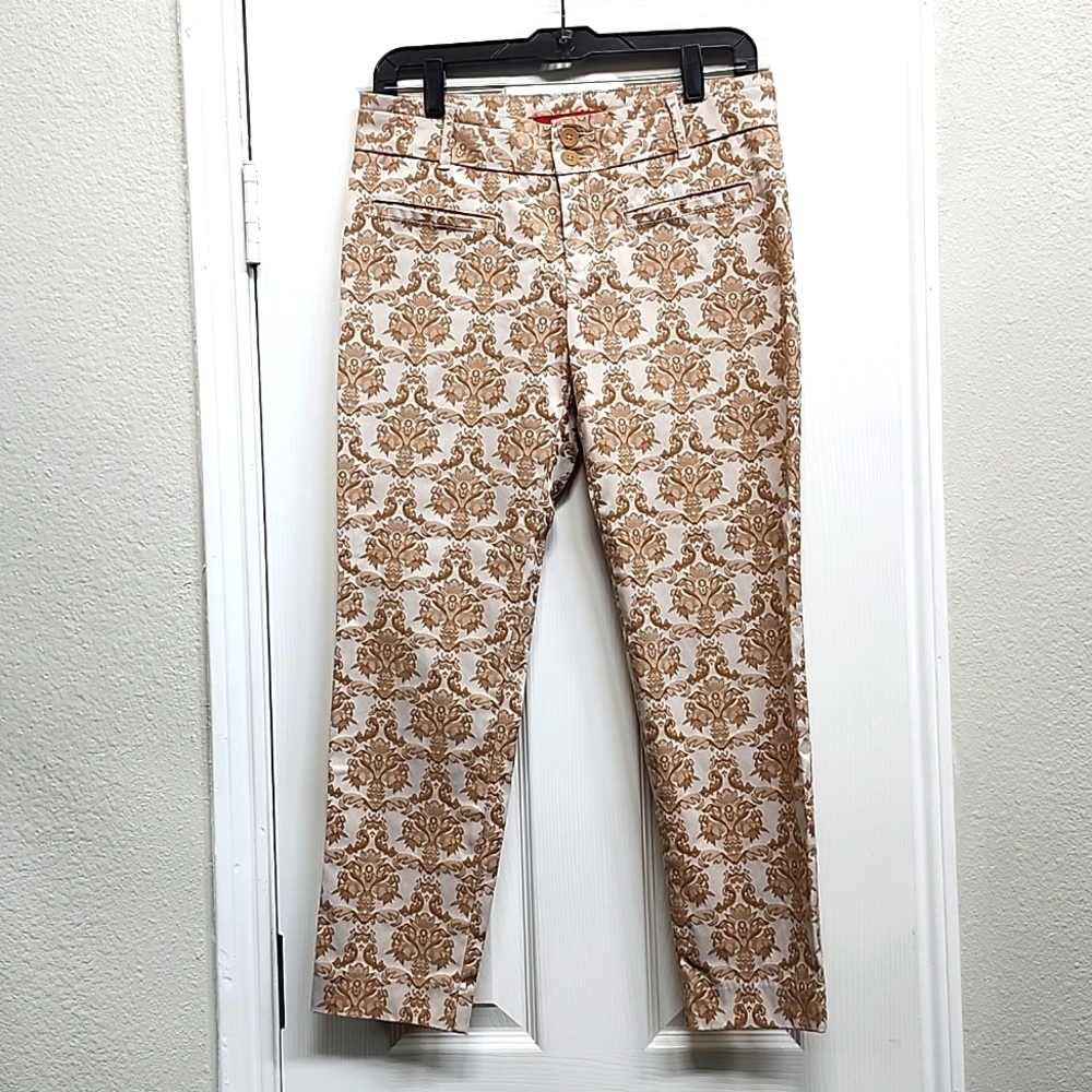 Cartonnier Cream Patterned Ankle Pants - Picture 3 of 7